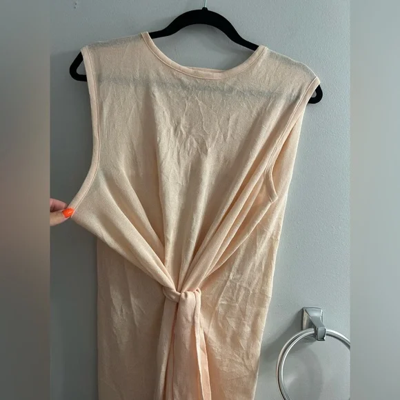 Mango peach tie front midi dress casual summer dress - Picture 4 of 6